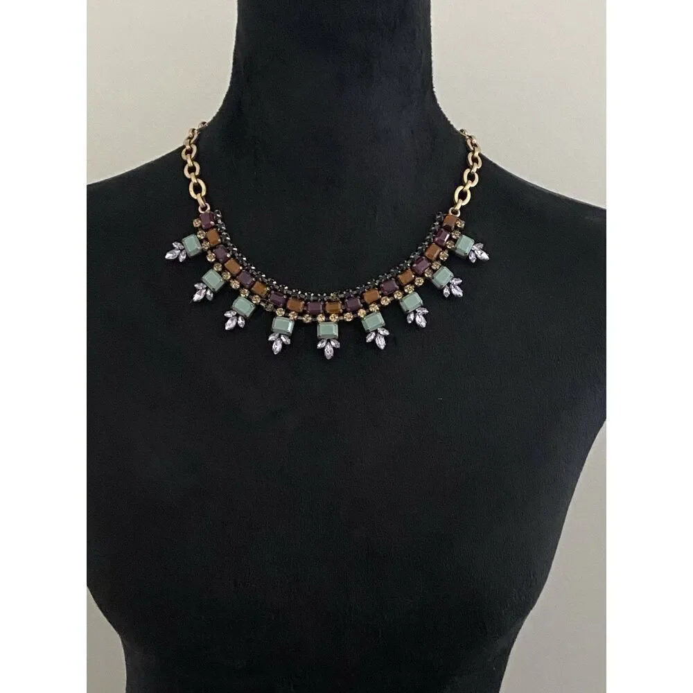 J.CREW Multi-Faceted  Crystal Statement Necklace